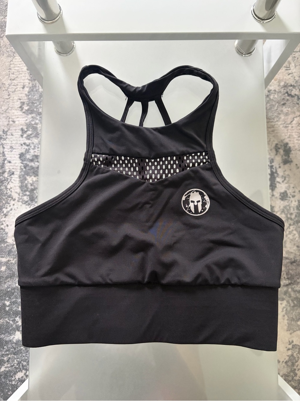 Spartan Craft Black Women's Sports Bra with Perforated Side Panel